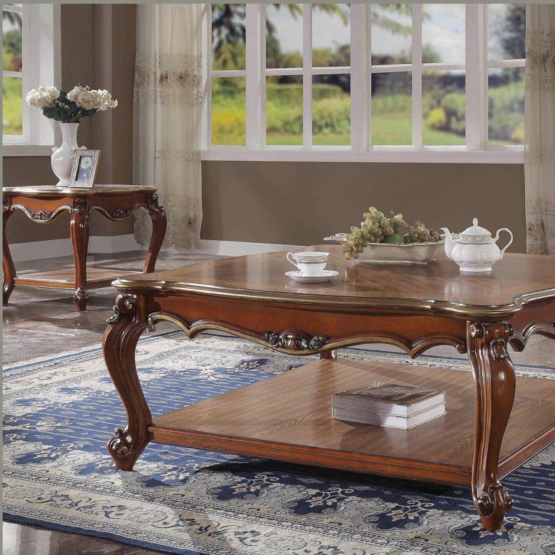 Honey Oak End Table with Bottom Shelf