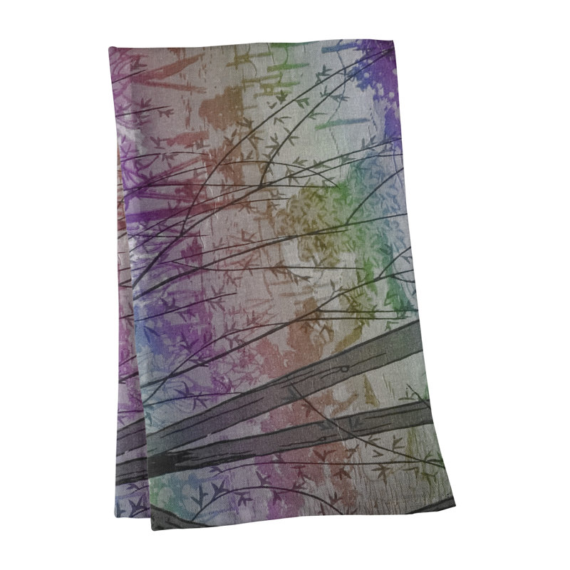 Tea Towel Kitchen Towel, Poly Twill, Pink/Green/Blue