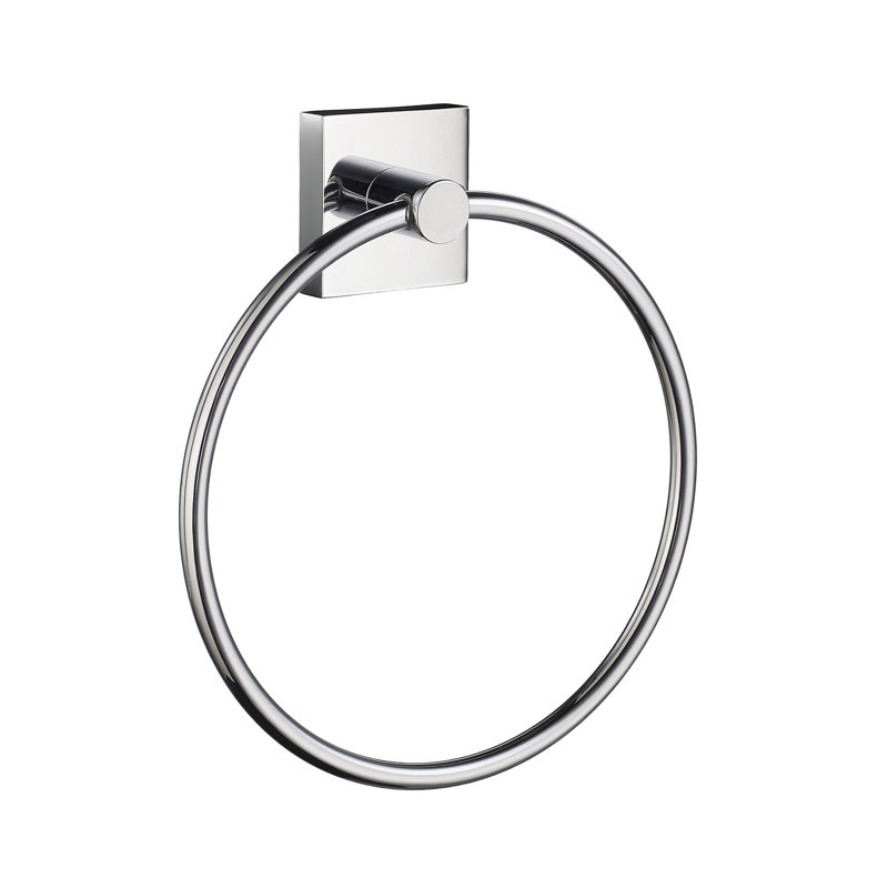 Wall mounted towel ring square escutcheon , Polished Chrome