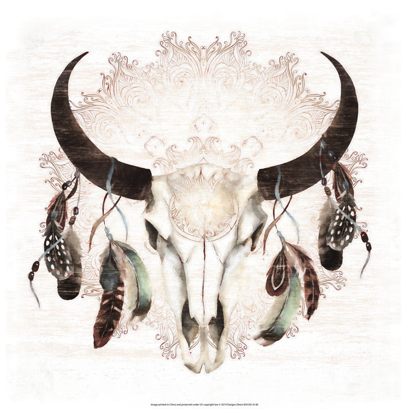Dream Catcher Skull - Wrapped Canvas Print, 30cm H x 30cm W x 3.8cm D