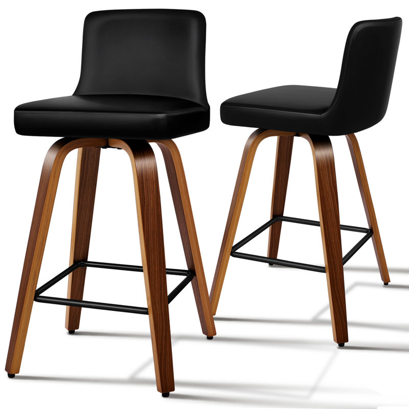 Nettey Swivel Upholstered Counter Stool, Brown