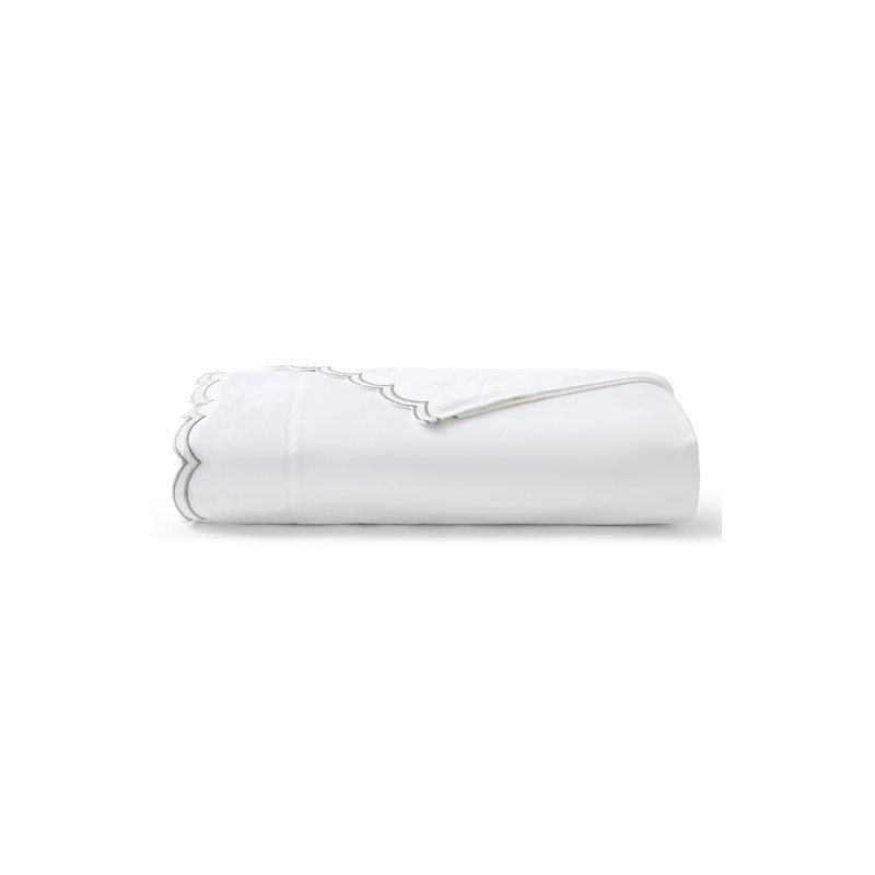 Scallop Edge Flat Sheet, California King/King Flat Sheet, White/Silver