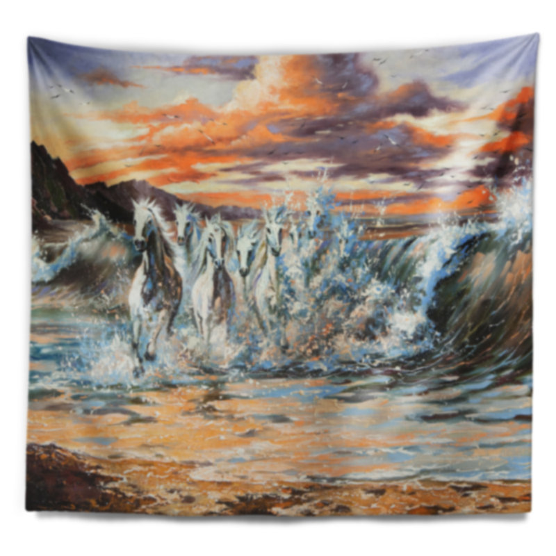 Chevaux de la tapisserie des vagues Animal, H 50 po x l 60 po