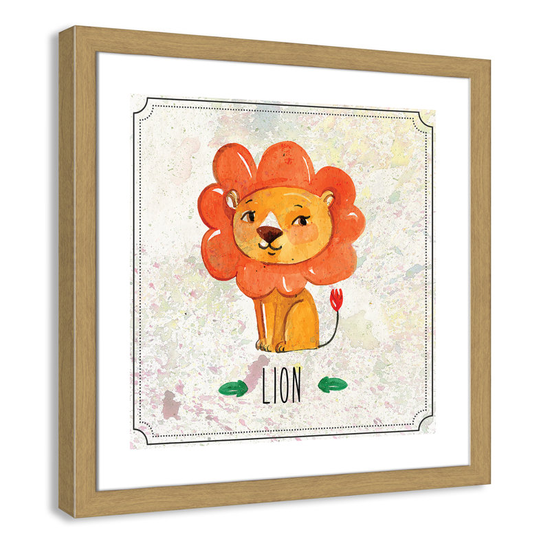 Impression sur papier Jungle Day 1 ', Encadré plat chêne, H 22,5 po x l 22,5 po x P 0,6 po