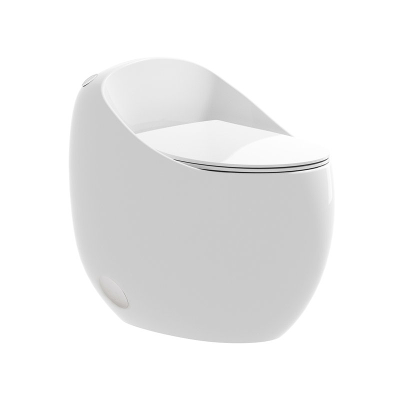 1.28 Single Flush Glossy White Ceramic Toilet - Egg Shape, Construction, Bathroom Upgrade Egg-Shaped Flush, Scratch, Easy Cleaning