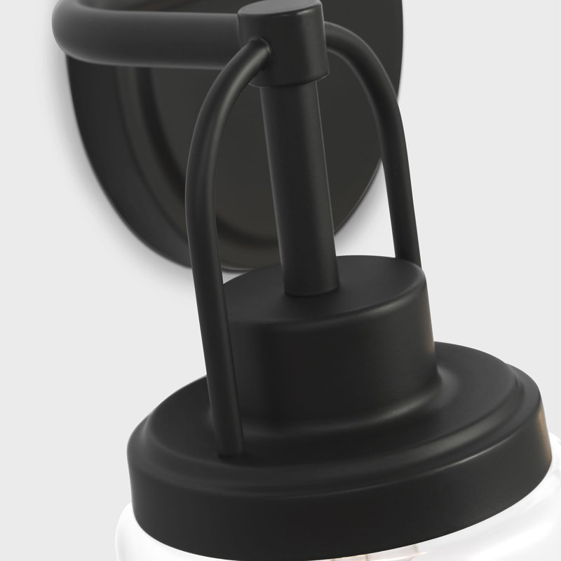 Anders Bathroom Bedroom Wall Fixture With Clear Shade, 10.5" H x 14" W x 6.75" D, Midnight Black, 2 Lights