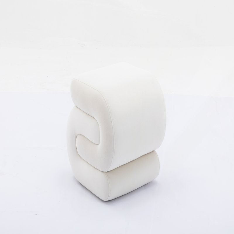 Tabouret de maquillage en S en forme de S, repose-pieds confortable et élégant pour l'intérieur, Velours blanc