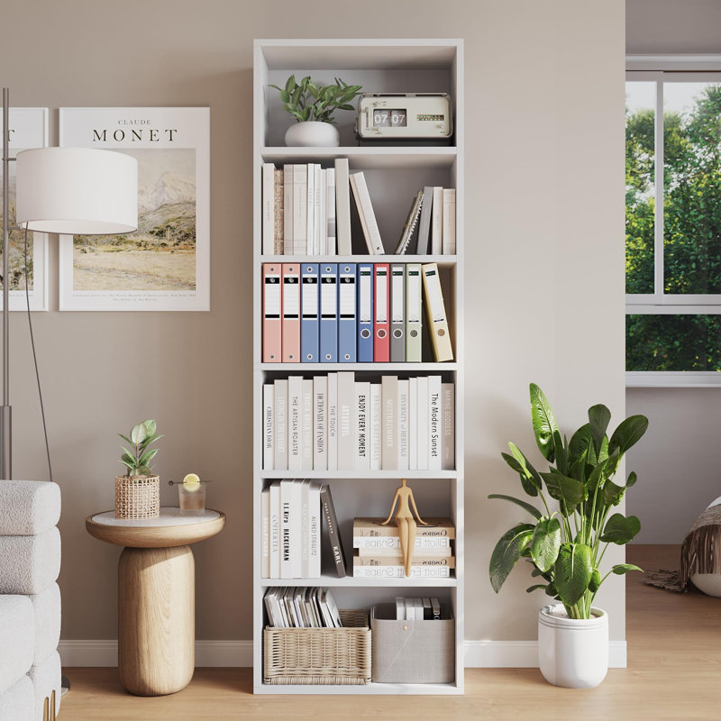 Bibliothèque standard 6 niveaux, Blanc, (6 tablettes) H 63,6 po x l 21,6 po x P 9,4 po