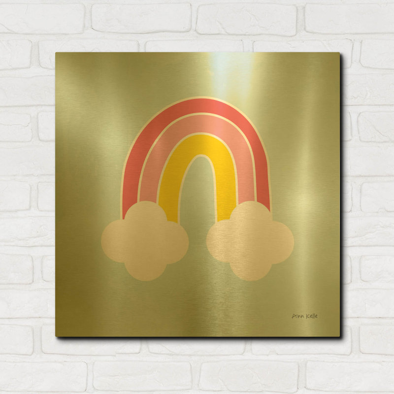 «Her Rainbow» par Ann Kelle, art mural en métal doré, 24 po x 24 po, 24 po x 24 po