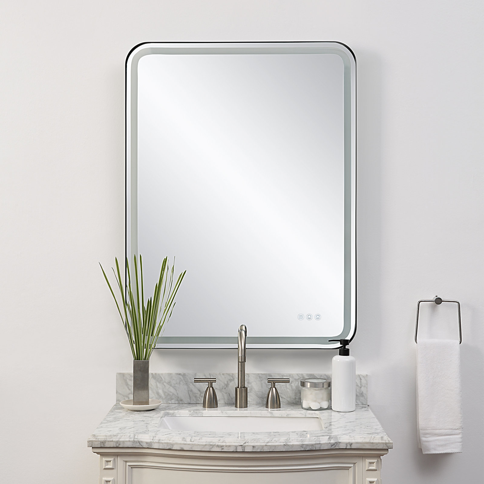 Mattia Rectangle Wall Mirror, Satin Black, 40" x 30"