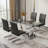 5-Piece Modern Rectangular Tempered Glass Dining Set with Metal Base and Faux Leather Cantilever Chairs-2130442608-2092128787-2092128785