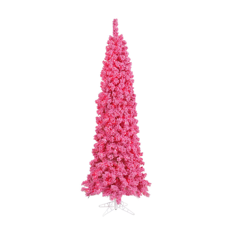 Flocked Pink Fir Artificial Fir Christmas Tree, 7.5' H x 39" W, Not Pre-Lit
