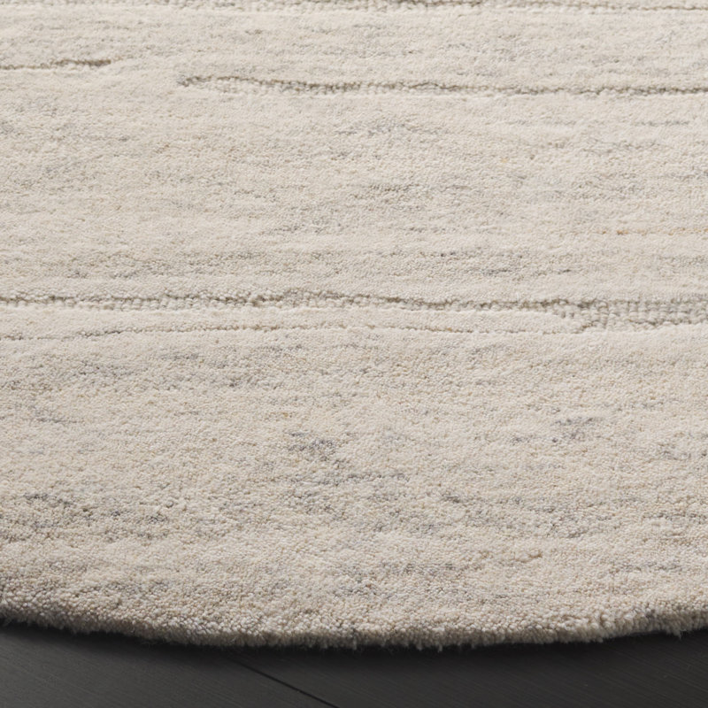 Montelle Ebony Hand Tufted Wool Pile Abstract Rug, Round 6'