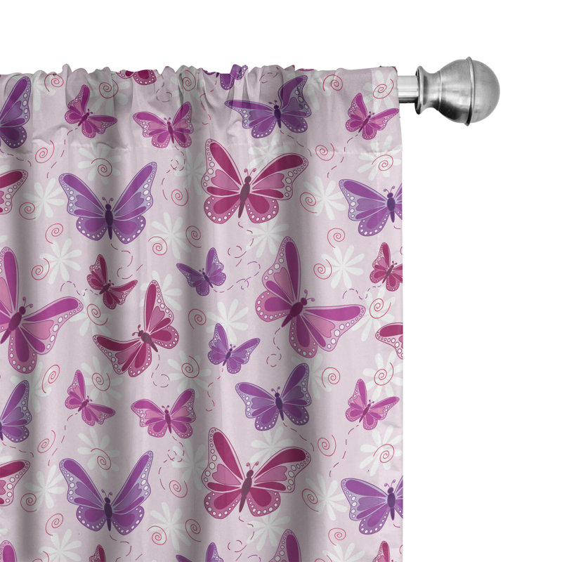 Butterfly Semi-Sheer Rod Pocket Curtain Panels, 28" x 84"