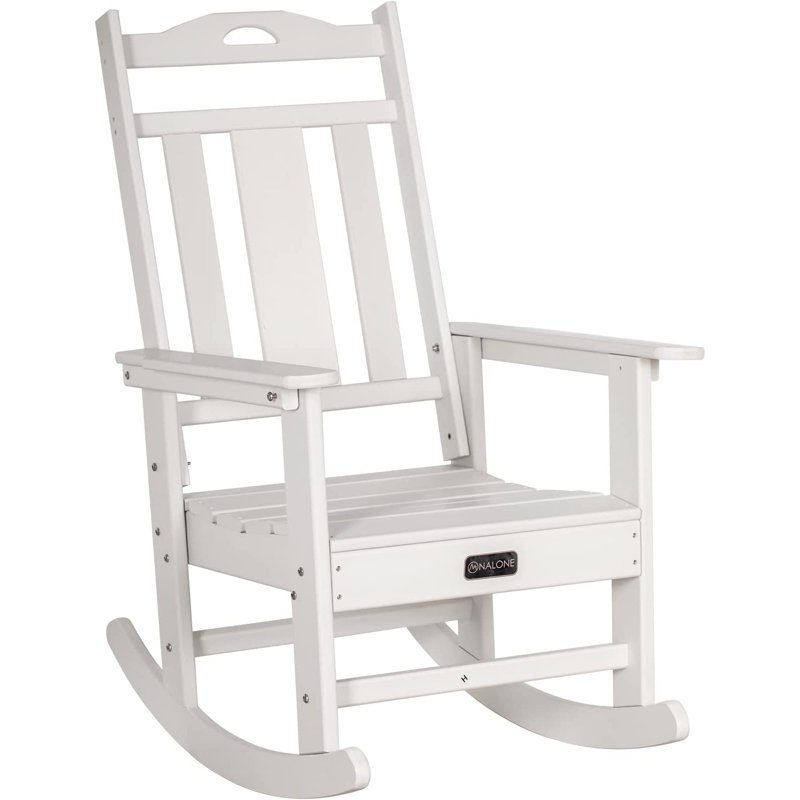 Chaise berçante d'extérieur en PEHD Theado, Blanc