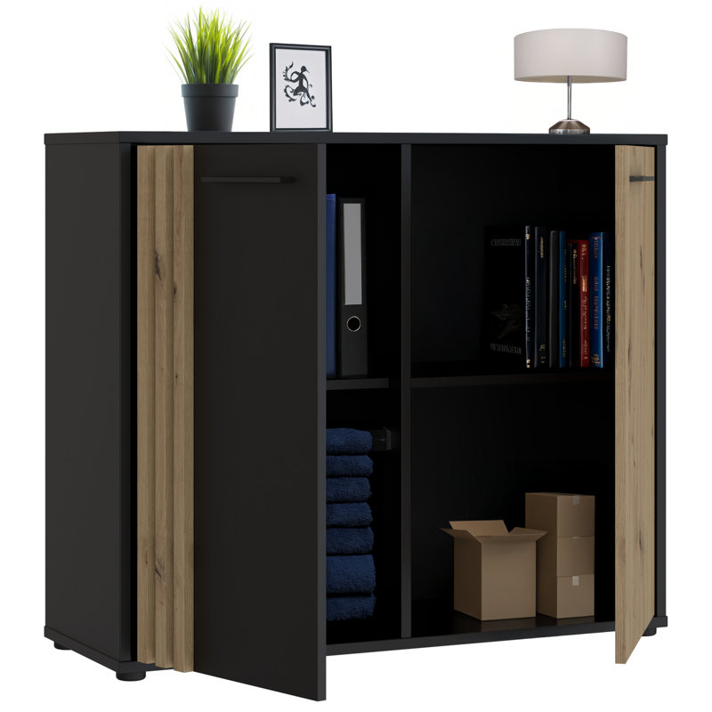 Shinee Standard Accent Cabinet, Black, Black/Beige
