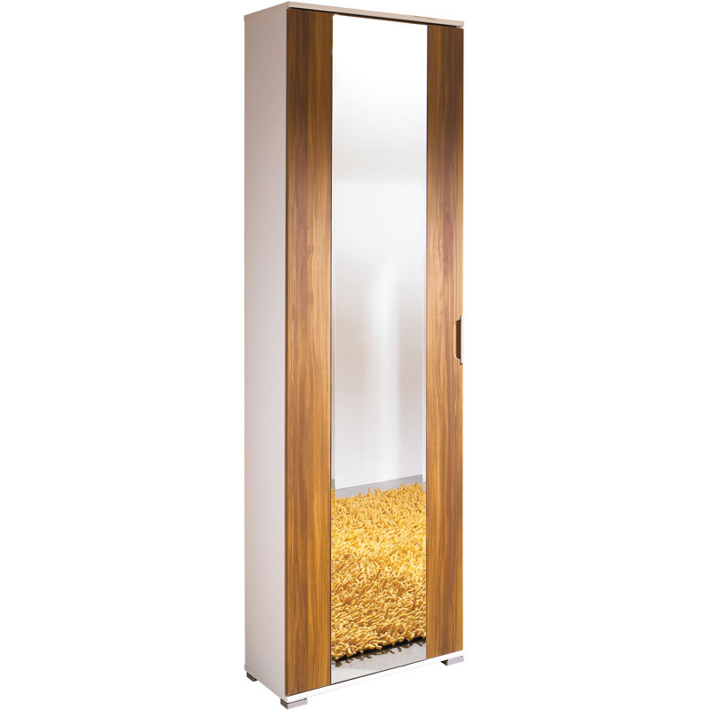 Wheatfield 1 Door Manufactured Wood Wardrobe, White / Walnut