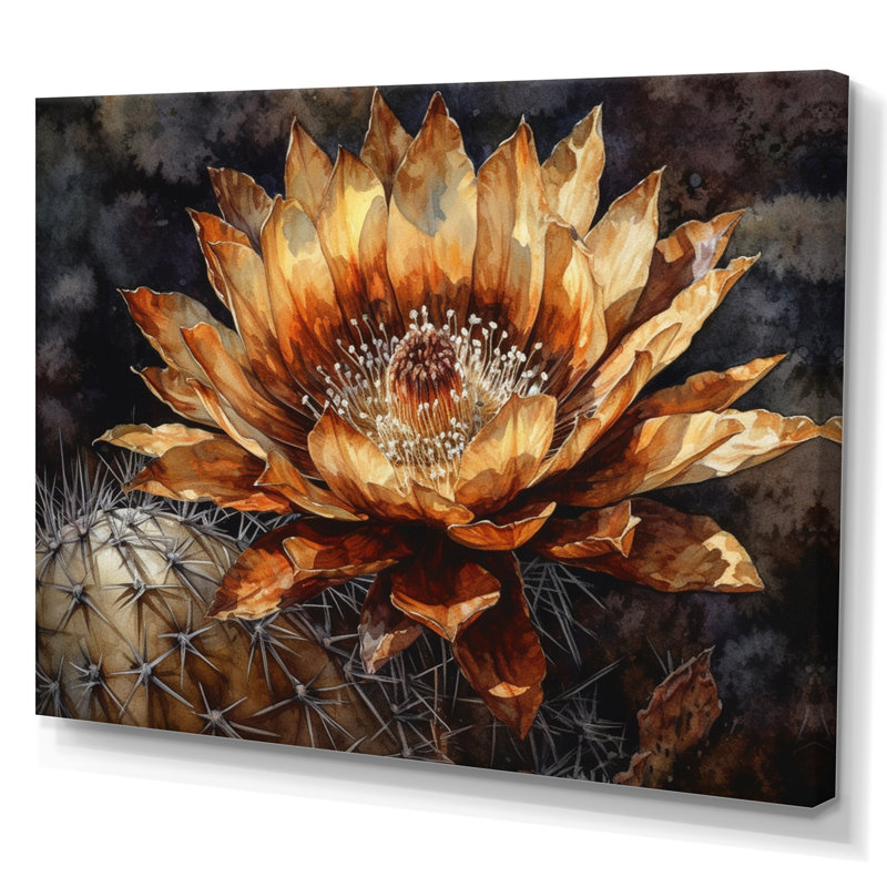 Art sur toile de cactus brun Rozia, H 24 po x l 32 po x P 1 po, Toile tendue