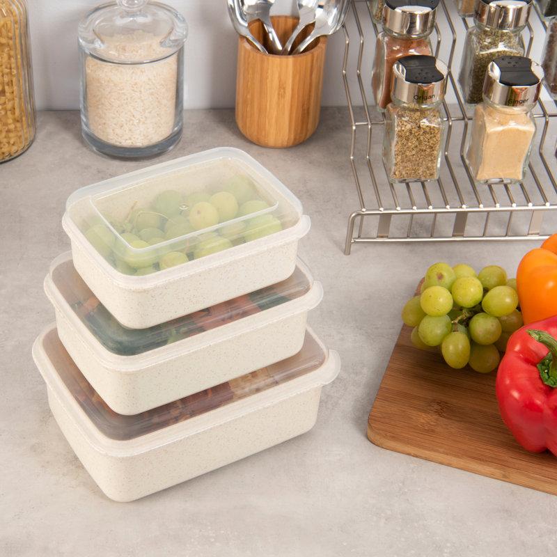 Eco-Friendly Beige Plastic Food Storage Container Set