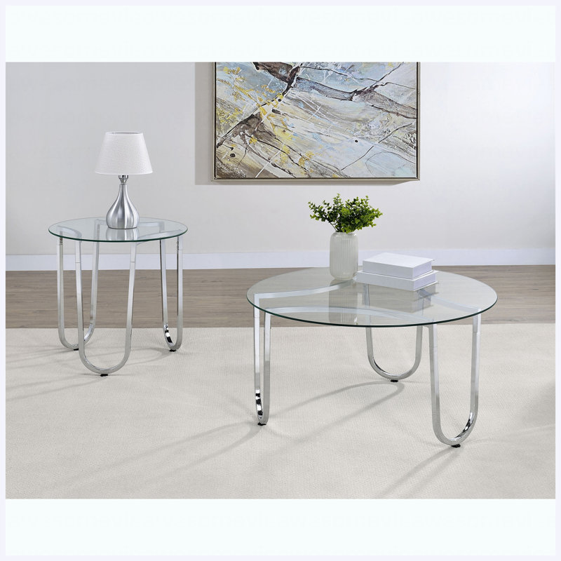 Ensemble de 2 tables basses modernes, centre de salon et table d'appoint Modern, 19.5" H x 35.25" W x 35.25" D