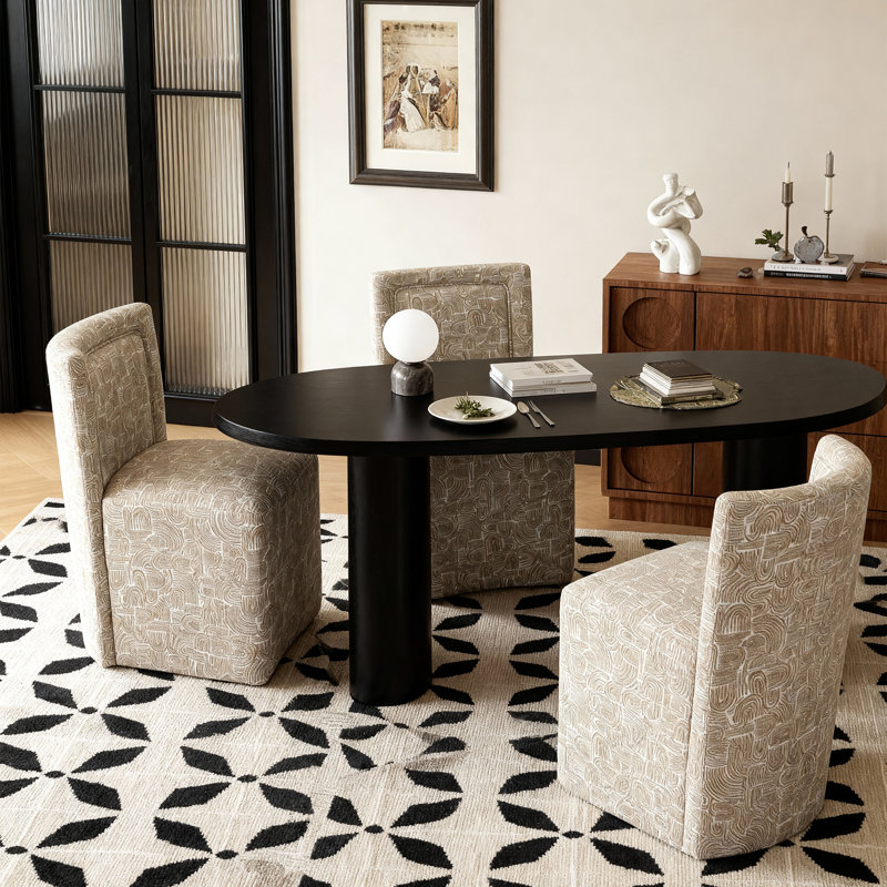 Chaise de salle à manger rembourrée moderne avec roulettes (ensemble de 4), Jaune terre, 4