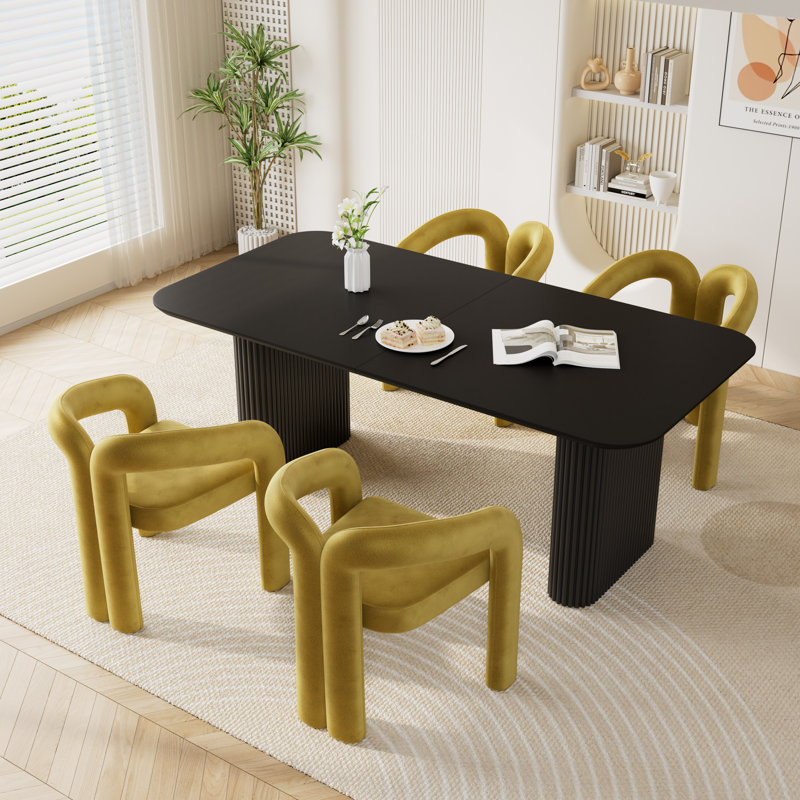 Double Pedestal Dining Set with Chairs, 5, Olive Green