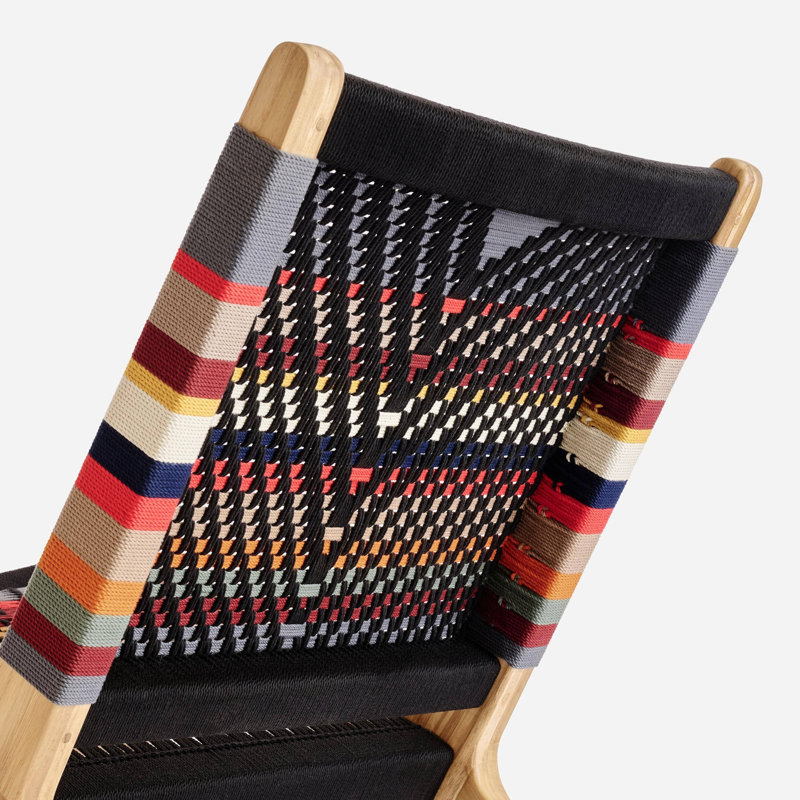 Méridienne Masaya, Teck, Noir / rouge / jaune