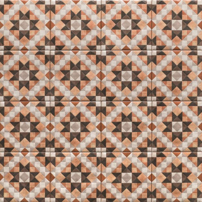 Merida Flor 6" x 6" Geometric Pattern Glossy Porcelain Floor and Wall Tile