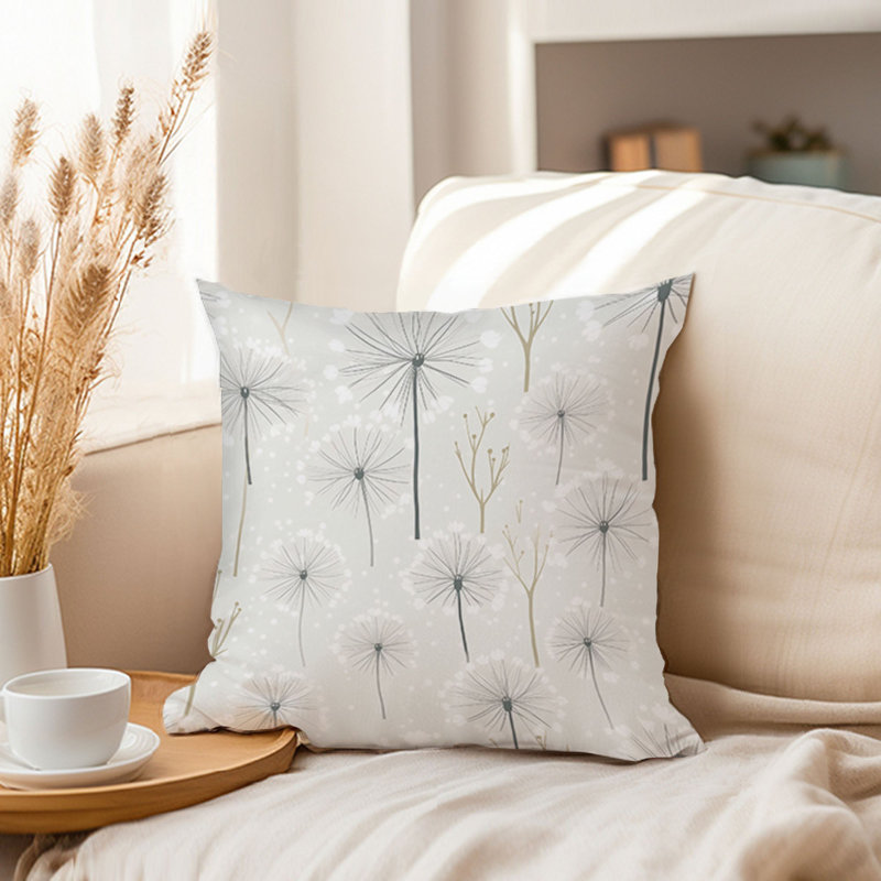 Botanical Dandelions Pattern I Pillow Cover, 18"H x 18"W