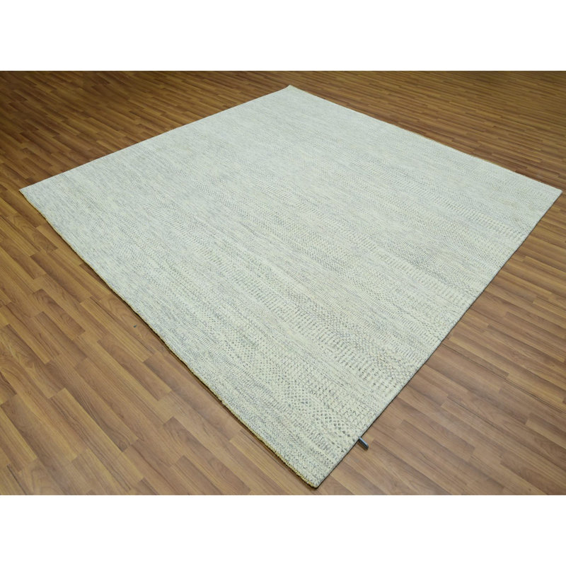 Tapis oriental blanc noué à la main 8 pi x 8 pi blanc sur fond ton sur ton CA76IE672E284B96A56EBBFF04D6E4FA