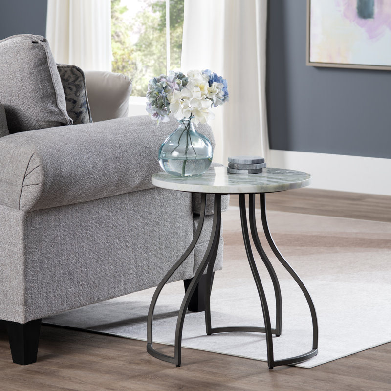 Table d'appoint ronde en marbre et fer