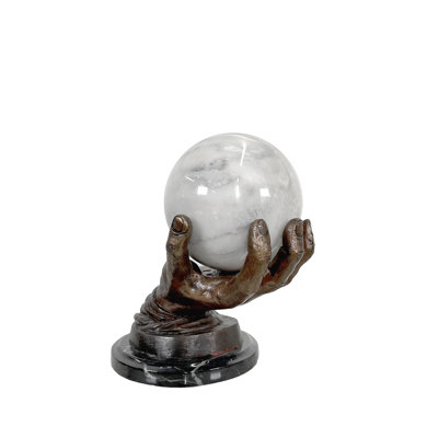Bronze Hand Holding Marble Ball Sculpture