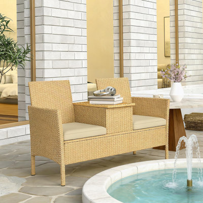 Causeuse d'extérieur avec table de rangement rabattable