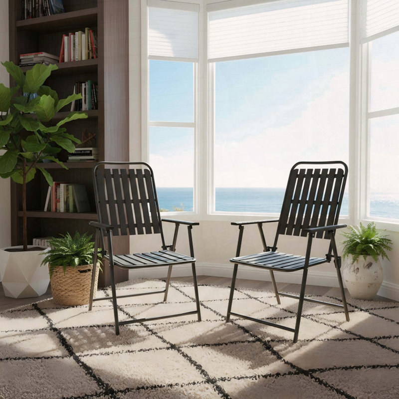 Ensemble de 2 chaises pliantes - Installation instantanée, capacité de 350 lb, résistant à la rouille et aux taches pour patio ou balcon