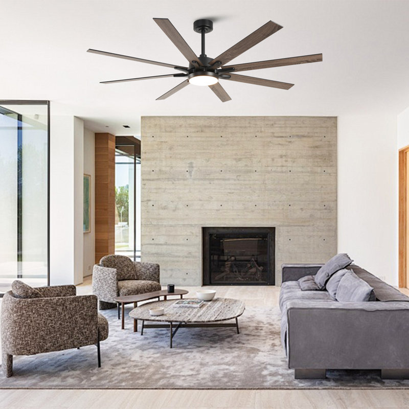 Modern 65'' Double-Sided Blade Windmill Large Ceiling Fan with Dimmable 3CCT LED Lights and Remote Control, 6-Speed Reversible DC Motor, Timer, 4"/10" Downrods, for Indoor/Covered Outdoor