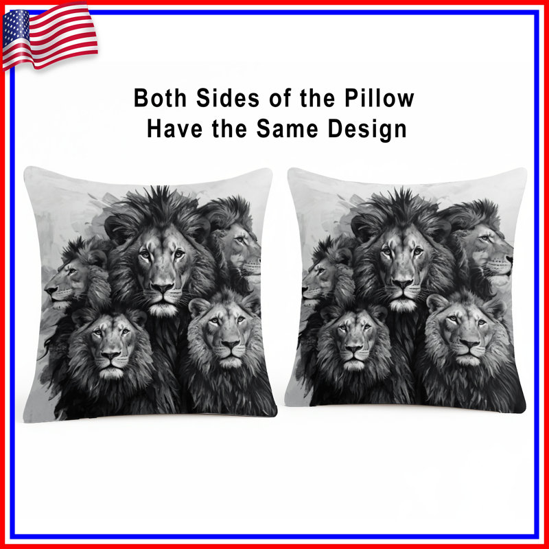 Coussins Group of Lions, 26 x 26 pouces