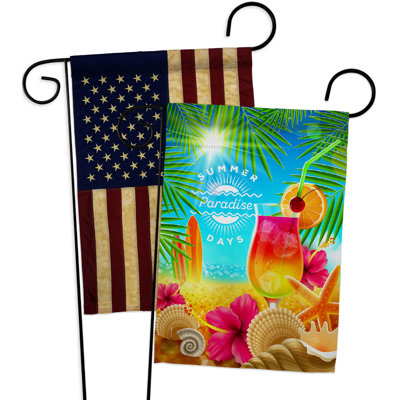 Drapeau de jardin été en paradis à 2 côtés en polyester H 19 x l 13