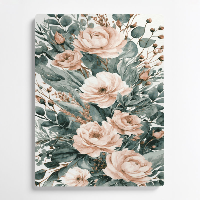 Watercolor Floral 12 Beige Metal Wall Art, 14'' H x 11'' W