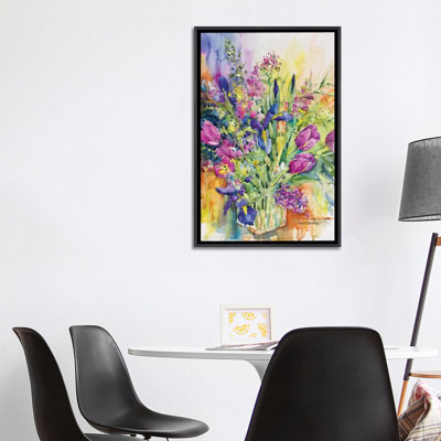 " Iris Blue and Tulips Too " Watercolor Painting