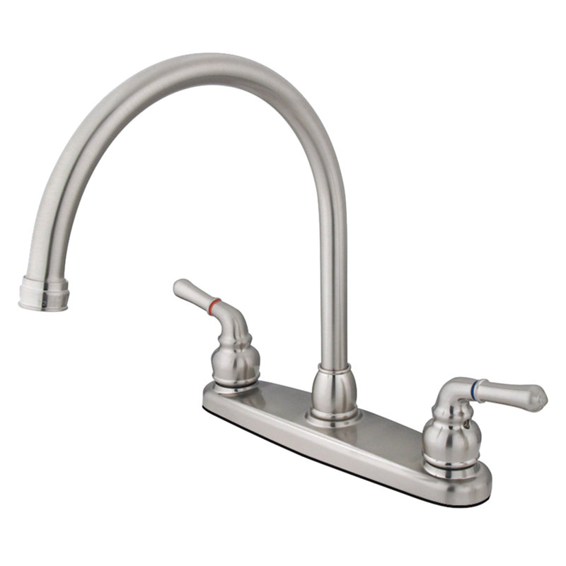 Kingston Brass Magellan Two-Handle 2-Hole 8" Centerset Kitchen Faucet, Brushed Nickel