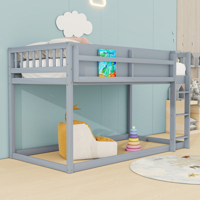 Wood Low Bunk Bed With Ladder
