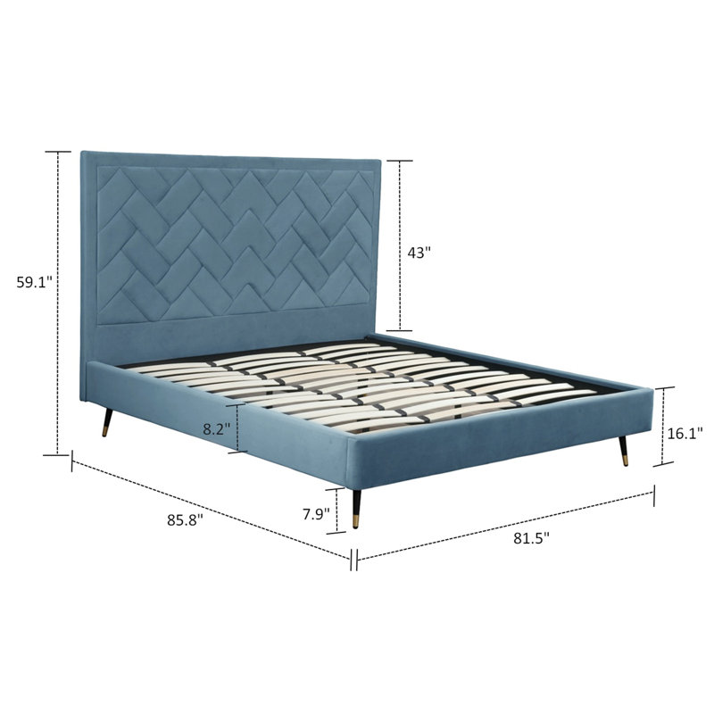 Toshiye Upholstered Platform Bed, King, Blue