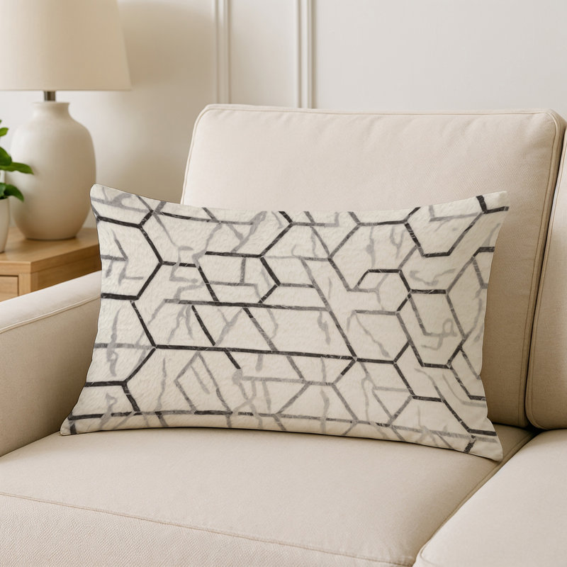 Coussin décoratif intérieur / extérieur gris Modern Modern, Gris abstrait 30, Rectangle H 14 po x l 20 po