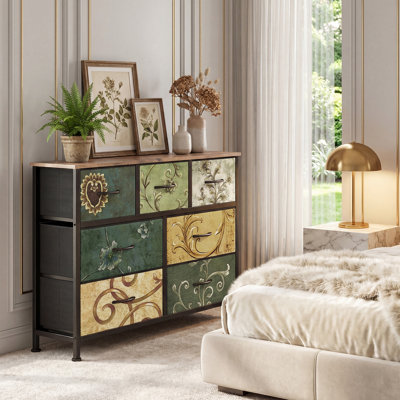 7 Drawer 39.3" W Chest Of Drawer With Wood Top & Fabric Drawer