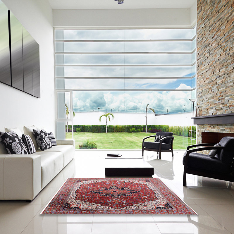 Tapis brun à motif oriental, Carré 7 pi