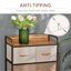 Commode d'appoint en bois brun en lin, l 22,75 po x P 11,5 po x H 39 po, tour pliable à 5 tiroirs avec structure en acier