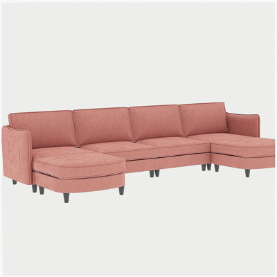 Grand canapé pour 6 personnes de 141,5 pouces, avec repose-pieds mobile, poches sur les accoudoirs, canapé en tissu moderne, convenant au salon, appartement, bureau