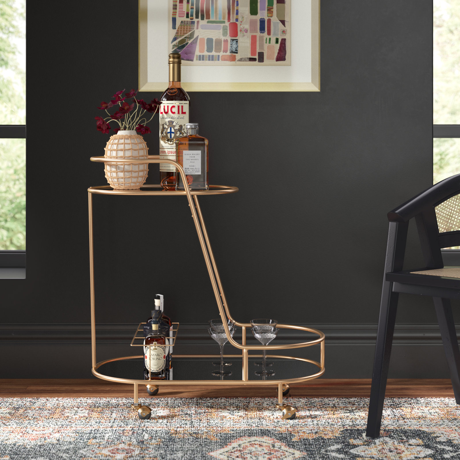 Emalie Metal Bar Cart