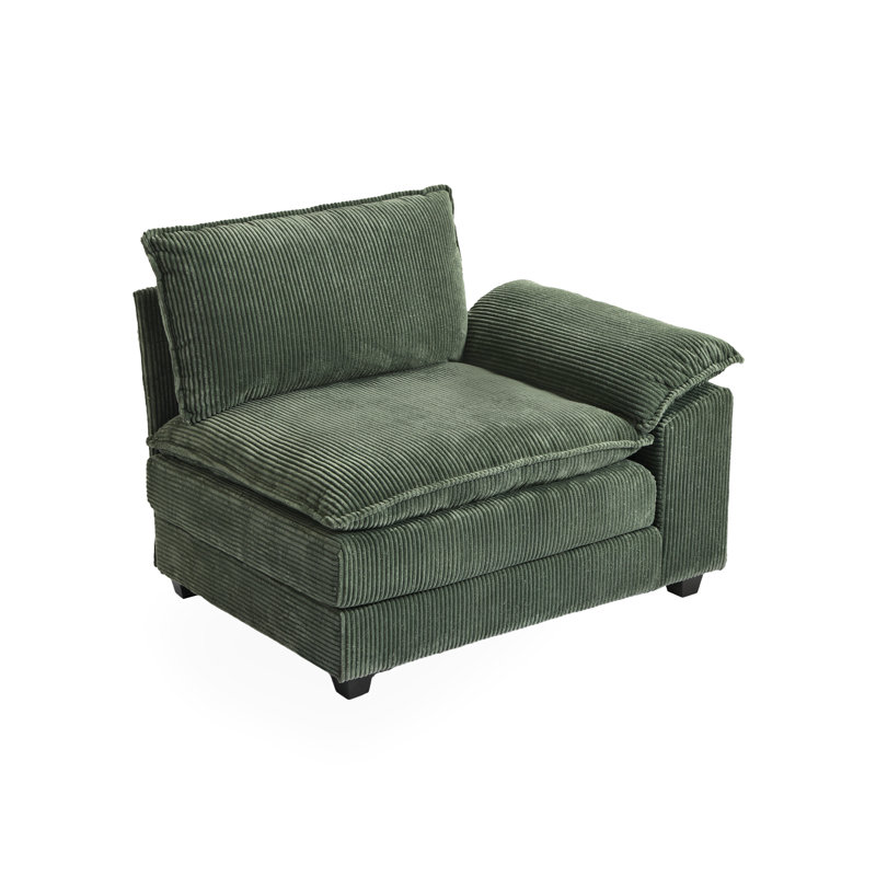 Chaise d'angle rembourrée Lauretta, Velours côtelé vert