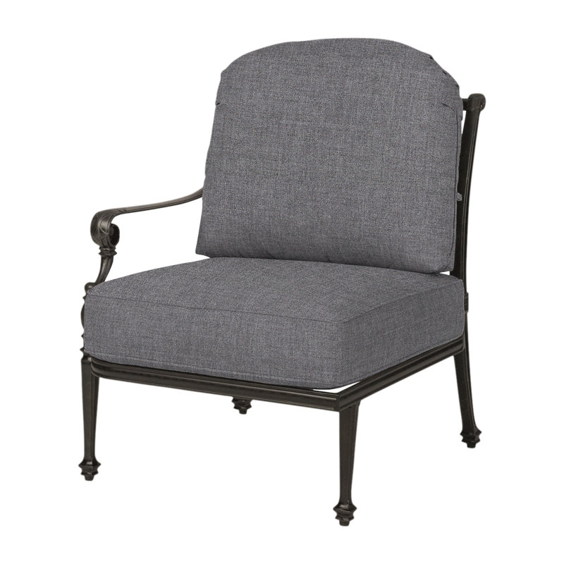 Grand Terrace Outdoor One Arm Lounge Chair, Cast Slate Sunbrella® Plainweave, Desert Bronze
